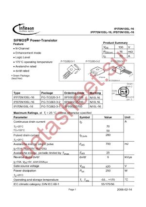 IPP70N10SL-16 datasheet  